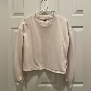 women’s cream cropped crew neck - M